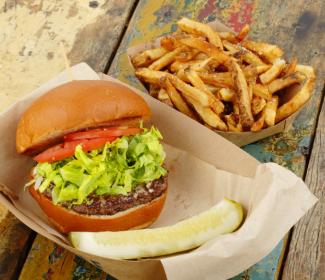 burger and fries at The Gulf  Orange Beach AL