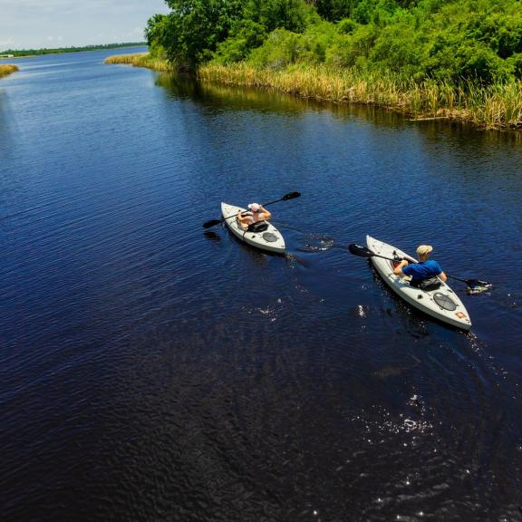 People Kayaking in Gulf State Park