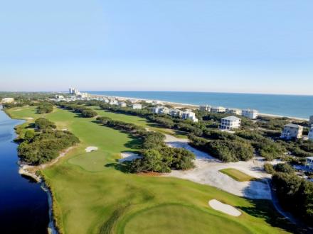 Aerial view of Kiva Dunes Golf Resort on the beach in Fort Morgan.