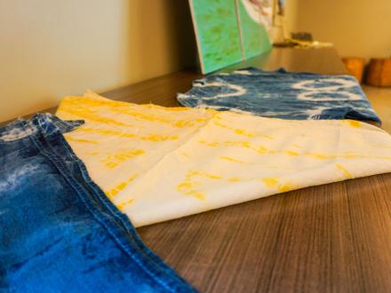 Tie dying bandanas at The Learning Campus