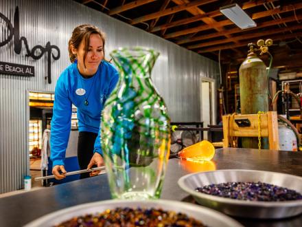 Glass blowing at The Hot Shop in Orange Beach