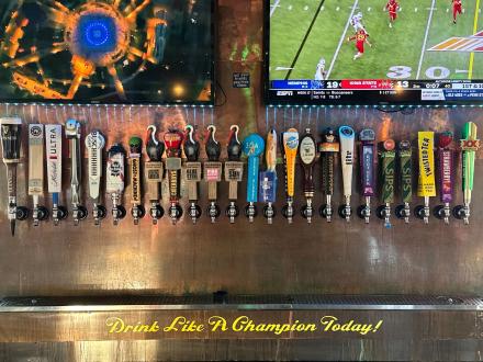 Wall of draft beer at Icehouse Taproom in Gulf Shores