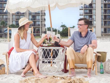Romantic beach picnic on the beach