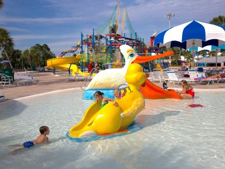 Children playing on the water playground at Waterville USA in Gulf Shores